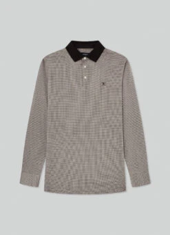 Hackett London SLIM FIT DOGSTOOTH JACQUARD LONG SLEEVE POLO -Hackett London Shop HM550944 873 01 FL
