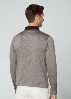 Hackett London SLIM FIT DOGSTOOTH JACQUARD LONG SLEEVE POLO -Hackett London Shop HM550944 873 03 MO