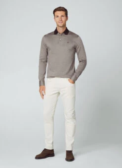 Hackett London SLIM FIT DOGSTOOTH JACQUARD LONG SLEEVE POLO -Hackett London Shop HM550944 873 04 MO