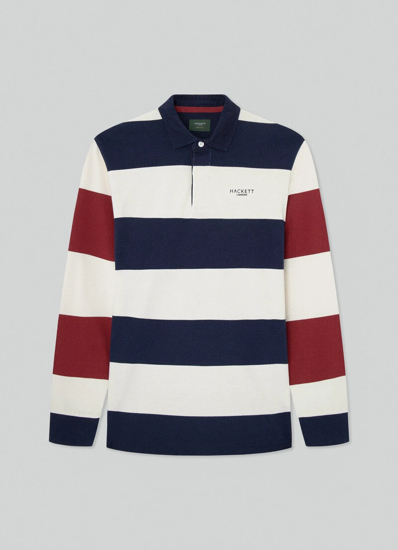 Hackett London HERITAGE CLASSIC FIT STRIPLE LONG SLEEVE POLO 8 Hackett London HERITAGE CLASSIC FIT STRIPLE LONG SLEEVE POLO - Image 6