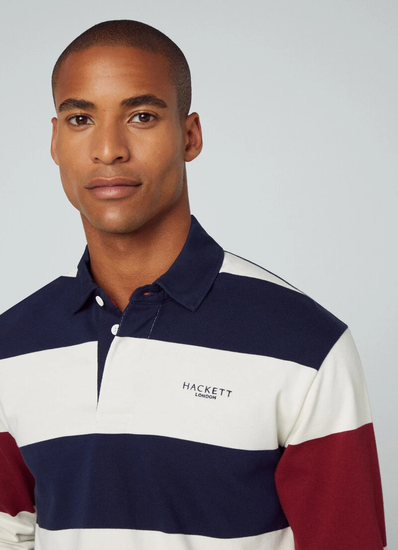 Hackett London HERITAGE CLASSIC FIT STRIPLE LONG SLEEVE POLO 4 Hackett London HERITAGE CLASSIC FIT STRIPLE LONG SLEEVE POLO - Image 2