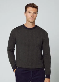 Hackett London CREW NECK HERRINGBONE JUMPER