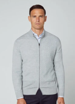 Hackett London FULL ZIP CABLE KNIT CARDIGAN