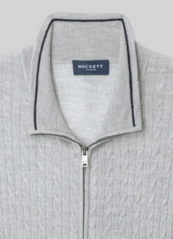 Hackett London FULL ZIP CABLE KNIT CARDIGAN -Hackett London Shop HM702992 8FZ 03 FL