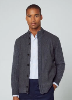 Hackett London MERINO WOOL HYBRID CARDIGAN -Hackett London Shop HM702999 9JU 04 MO