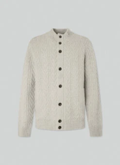 Hackett London HERRINGBONE MERINO WOOL CARDIGAN -Hackett London Shop HM703008 872 01 FL