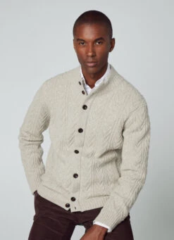 Hackett London HERRINGBONE MERINO WOOL CARDIGAN -Hackett London Shop HM703008 872 04 MO