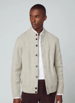 Hackett London HERRINGBONE MERINO WOOL CARDIGAN -Hackett London Shop HM703008 872 05 MO