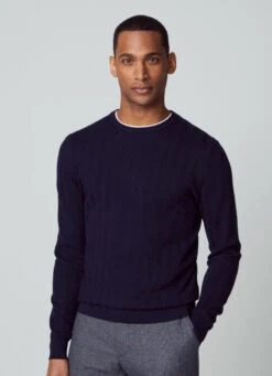 Hackett London HERRINGBONE MERINO WOOL JUMPER