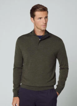 Hackett London HERRINGBONE TRIM MERINO WOOL JUMPER