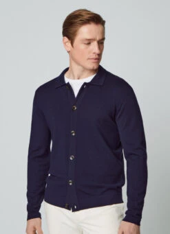 Hackett London MERINO WOOL KNIT OVERSHIRT