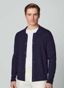 Hackett London MERINO WOOL KNIT OVERSHIRT -Hackett London Shop HM703032 595 05 MO