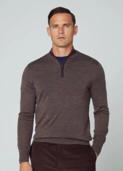 Hackett London MERINO WOOL/SILK HALF-ZIP JUMPER