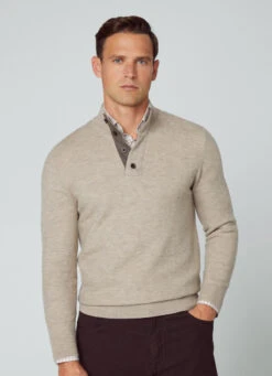 Hackett London HALF BUTTON WOOL JUMPER