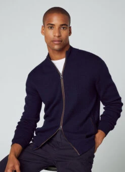 Hackett London FULL ZIP MERINO WOOL CARDIGAN